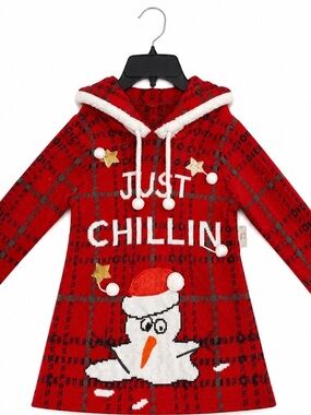 Ugly Christmas Sweater Junior's Size Large “Just Chillin” Tunic-Length Sweater